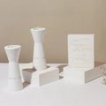 Set of tall natural concrete candle holders with a blessing for women of valor - Lady of Spirit Series