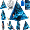 Double Layer Sensory Swing for Kids & Adults Holds up to 300lbs Indoor and Outdoor Therapy Cuddle Swing with 360° Swivel Hanger Kit Adjustable with Aspergers Autism ADHD (Ice Teal)