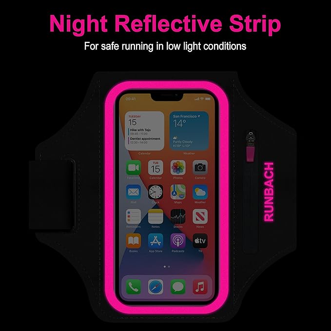 Armband for Samsung Galaxy S25 Ultra/S24 Ultra/S23 Ultra/S22 Ultra/S21 Ultra/S20 Ultra/S25+/S24+/S23+/S22+/S21+/S20+/S10+/S9+/S8+, with Zipper Pocket for for Galaxy Buds (Pink)