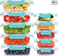 10 Pack Glass Food Storage Containers, Meal Prep Containers with Lids, Airtight Glass Lunch Boxes, Freezer, Oven, and Microwave Safe, Green