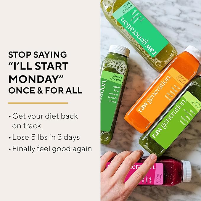 Raw Generation 7-Day Skinny Cleanse - Best Detox Juice Cleanse for Weight Management/Healthiest Way to Cleanse Your System/Jumpstart a Healthier Diet