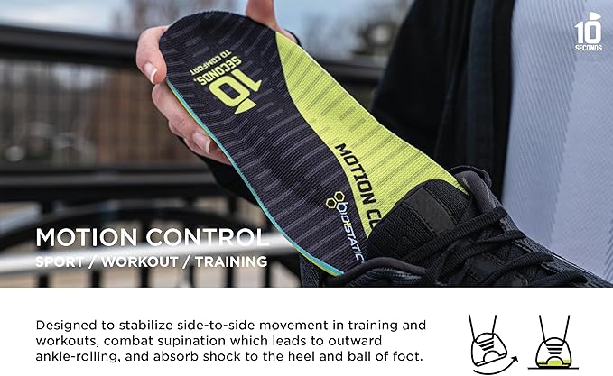 10 Seconds 3210 Motion Control Shoe Insoles, M 11, W 13 (2 Pack)