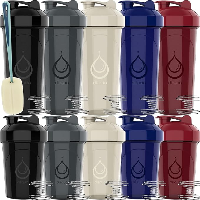 10 PACK- Shaker Bottles with Wire Whisks for Protein Mixes | Leakproof Blender Shaker Bottle Pack | BPA-Free & Dishwasher Safe | Large 28oz & Small 20oz shaker bottle | Shaker Cups for shakes