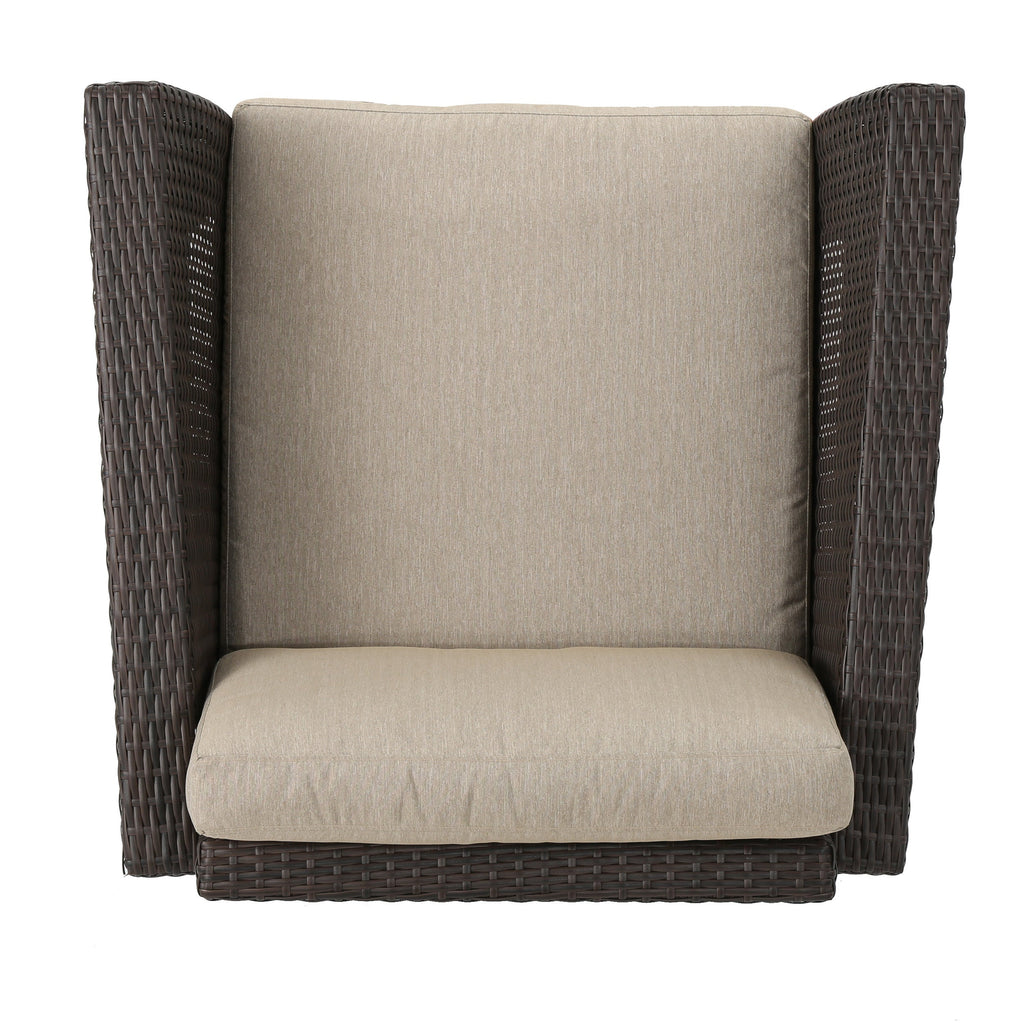 Club Chair PE Rattan Iron Brown Modern Outdoor