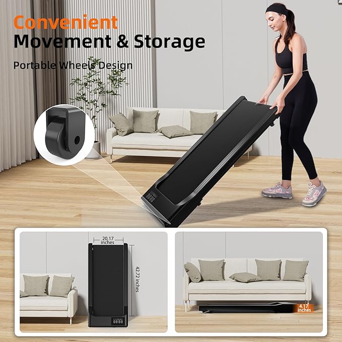 SupeRun Walking Pad, Under Desk Treadmill, 3 in 1 Portable Treadmill with Remote Control LED Display, 2.5 HP Quiet Walking Jogging Machine for Office Home Use, 300 Lbs Capacity