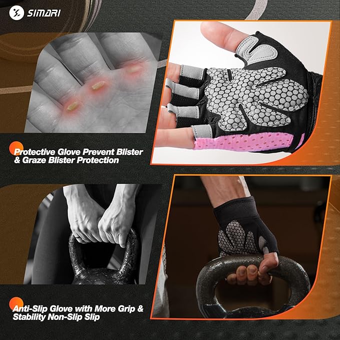 SIMARI Breathable Workout Gloves for Men and Women, Padded Weight Lifting Gloves with Great Grip, Full Palm Protection for Gym Training, Cycling, Weightlifting, Exercise, Crossfit, Climbing