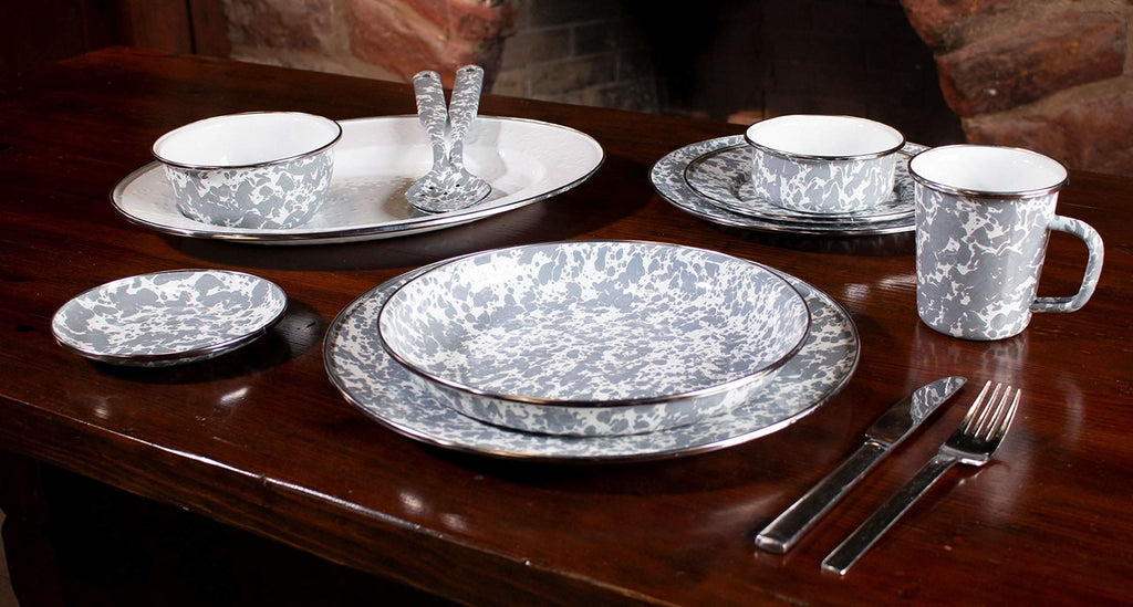 Golden Rabbit Enamelware 2 piece Spoon Set - Grey Swirl