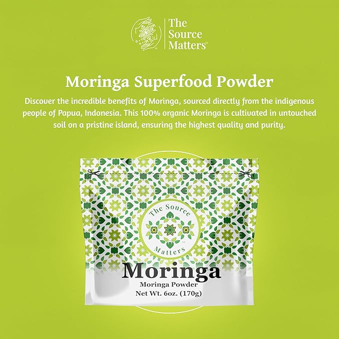 Superfood Moringa Powder – Fresh Dried Organic Moringa Leaf from Indonesia – Nutritious Greens & Complete Plant Protein – Certified USDA Organic – 170g Pouch, 42 Servings (10 Pack)
