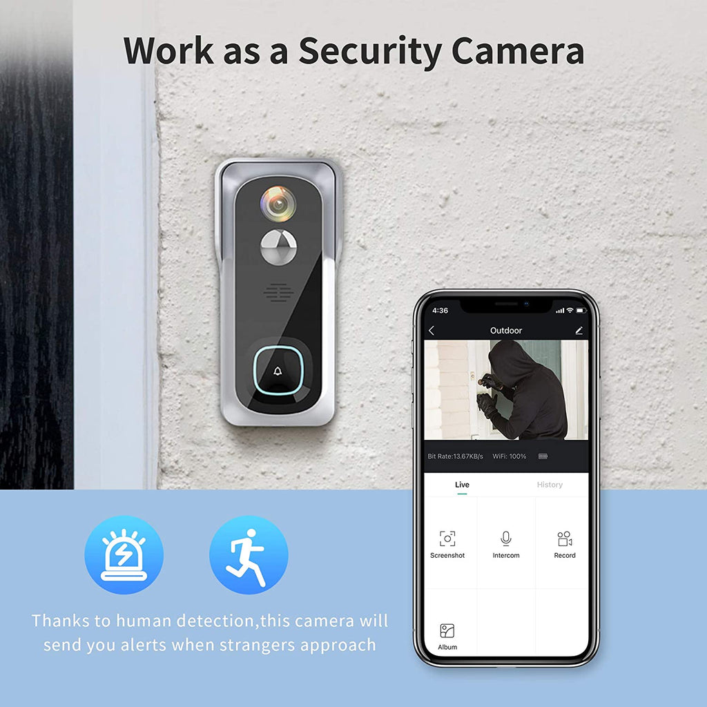 IN STOCK! Silarius SIL-DOORBELL2MPBSDB 2MP, WiFi Battery Powered Smart Doorbell Camera + Chime (Outdoor IP65), Cloudedge app , includes 32GB MicroSD card ***DISCONTINUED***