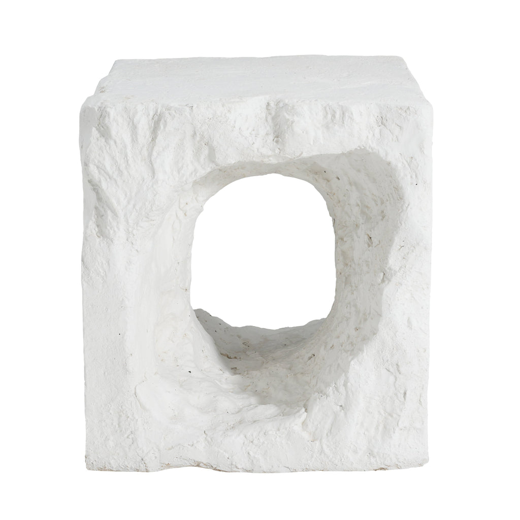 Outdoor Side Table Square MGO White Cave Texture 16.5x17.85in