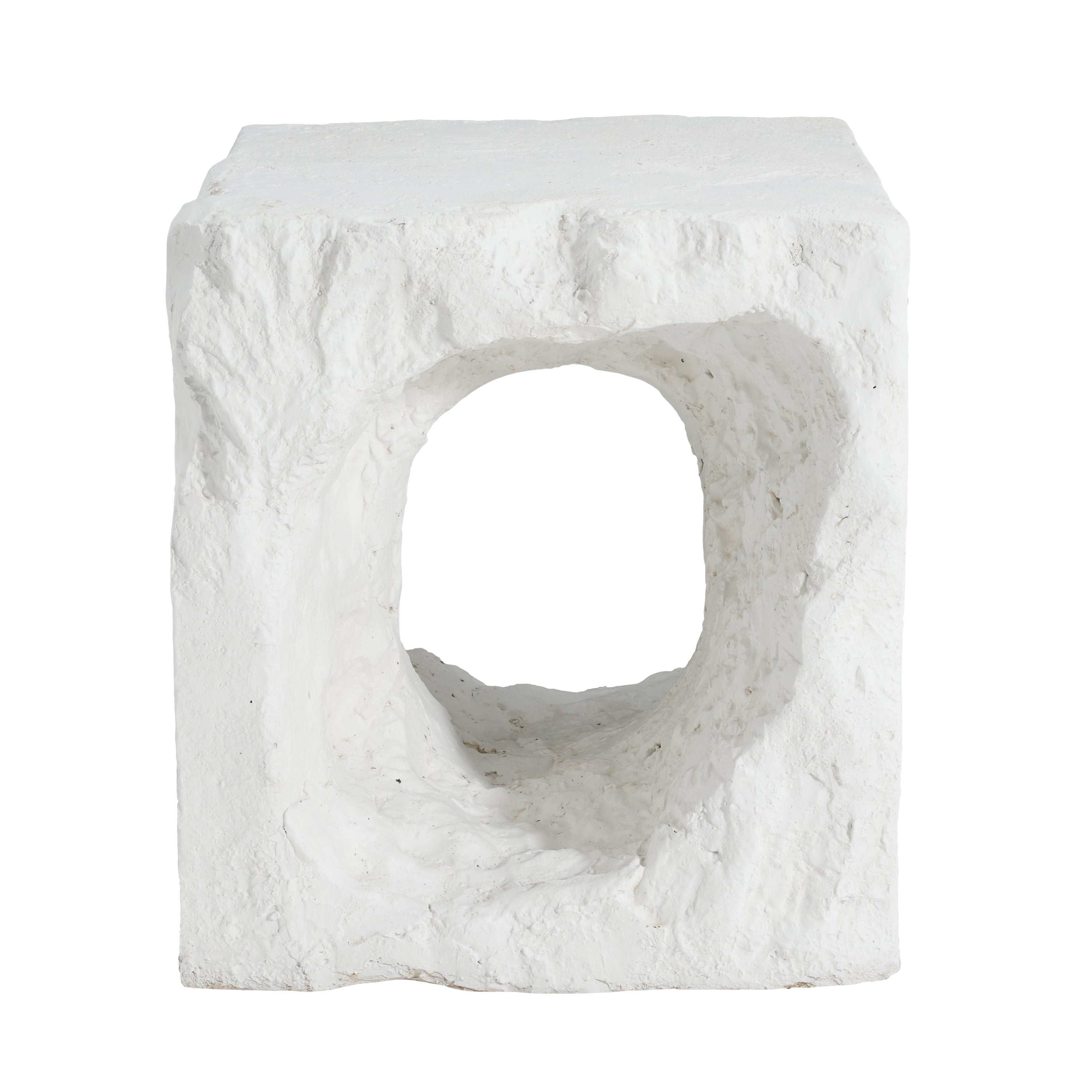 Outdoor Side Table Square MGO White Cave Texture 16.5x17.85in