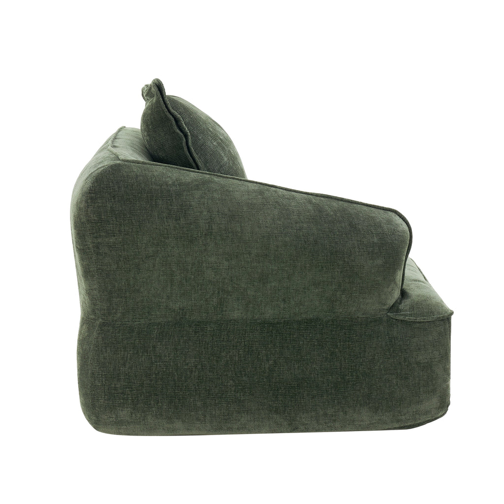 Sectional Sofa L-Shape Deep Seat Polyester Green 4 Seat 121 In