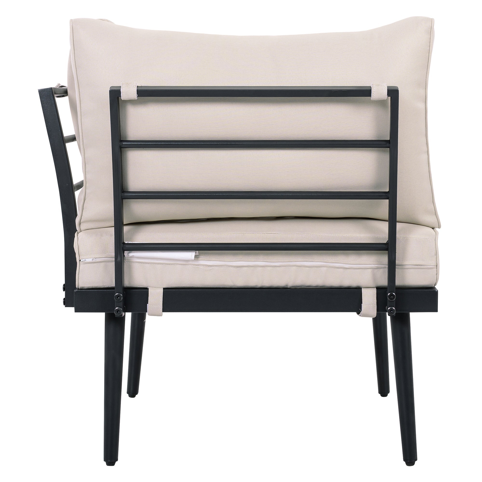Outdoor Sectional Set Acacia Wood Steel Beige Cushion 6 Piece Seats 5