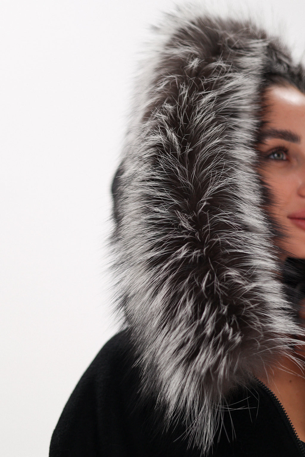 Saga®Furs Silver Fox Wool Alpaca Poncho Vest in Black