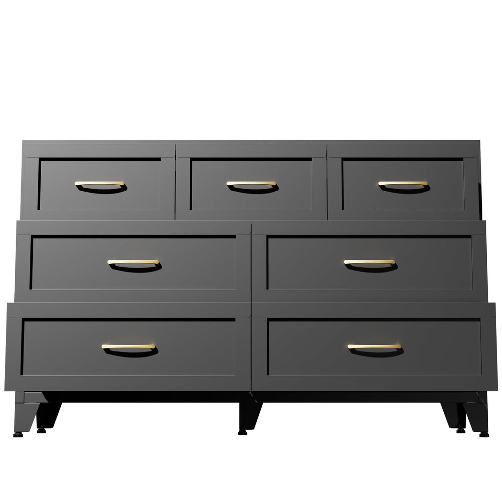 Dresser Low-Profile 7-Drawer Black Steel Smooth Glide 47.3x15.8x30.8 In