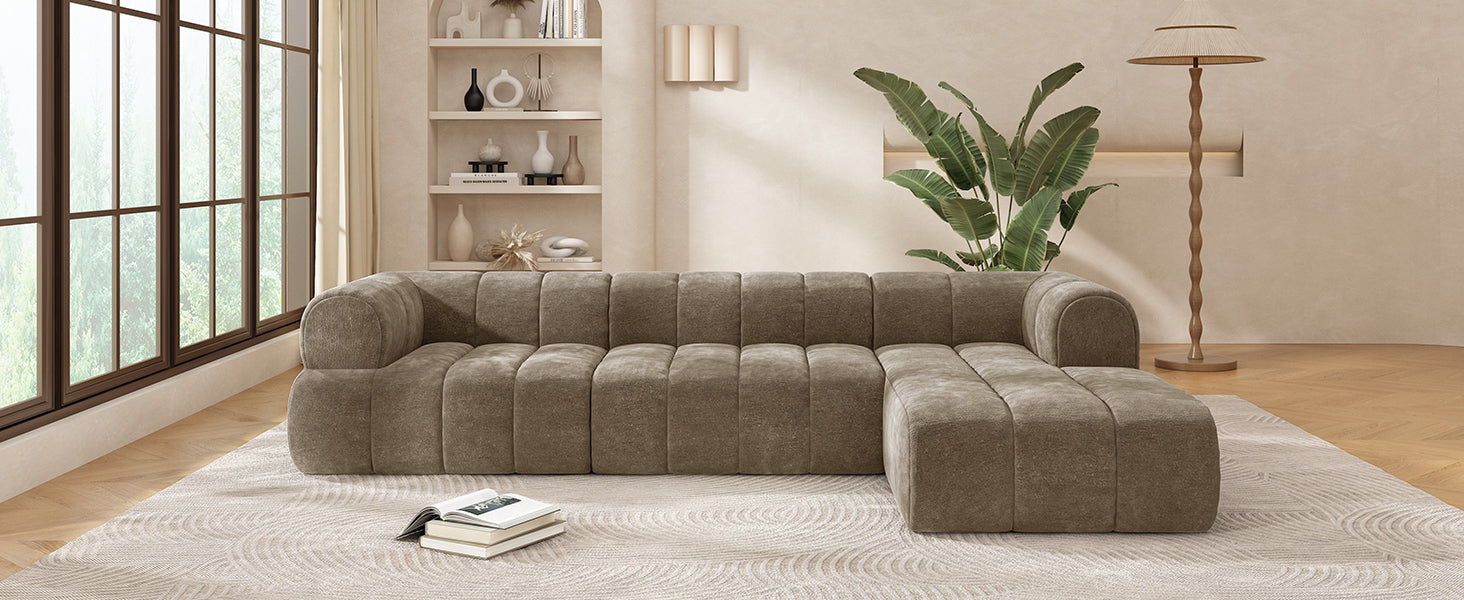 Sectional Sofa L-Shape High-Density Foam Espresso 4 Seat 122 In