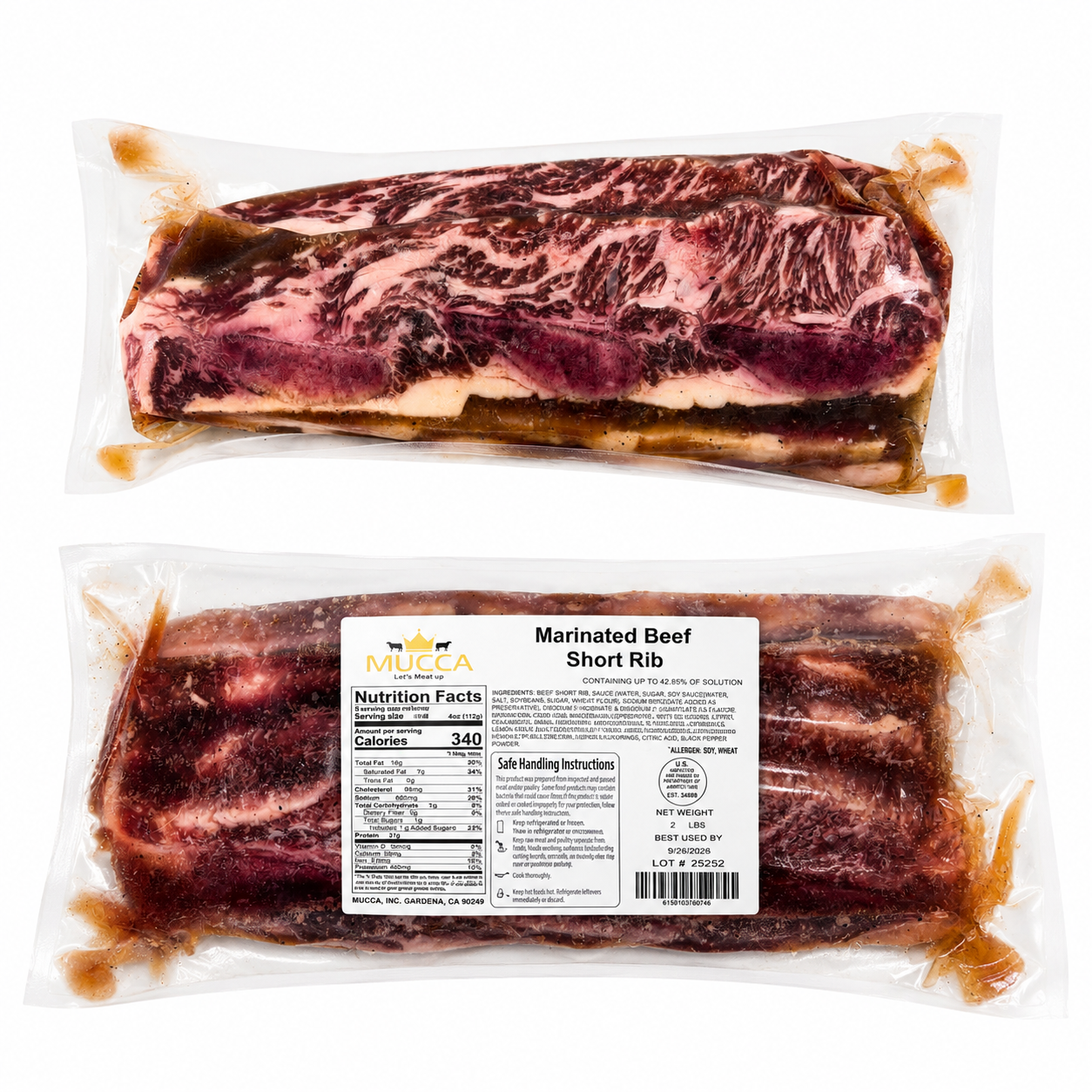 Premium Center-Cut LA Galbi (Marinated Beef Short Rib)(2lbs)