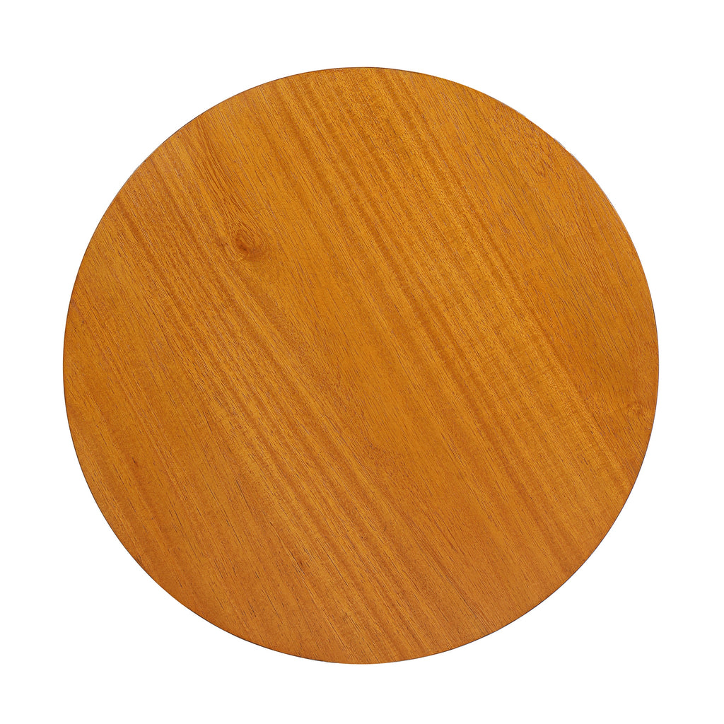 15.70' Round End Table, Hollow Woven Side Table, Small Rubber Wood Nightstand,