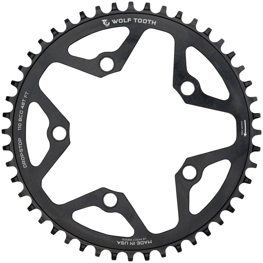 Wolf Tooth 110 BCD Cyclocross Road Chainring - 48t 110 BCD 5-Bolt Drop-Stop B  BLK
