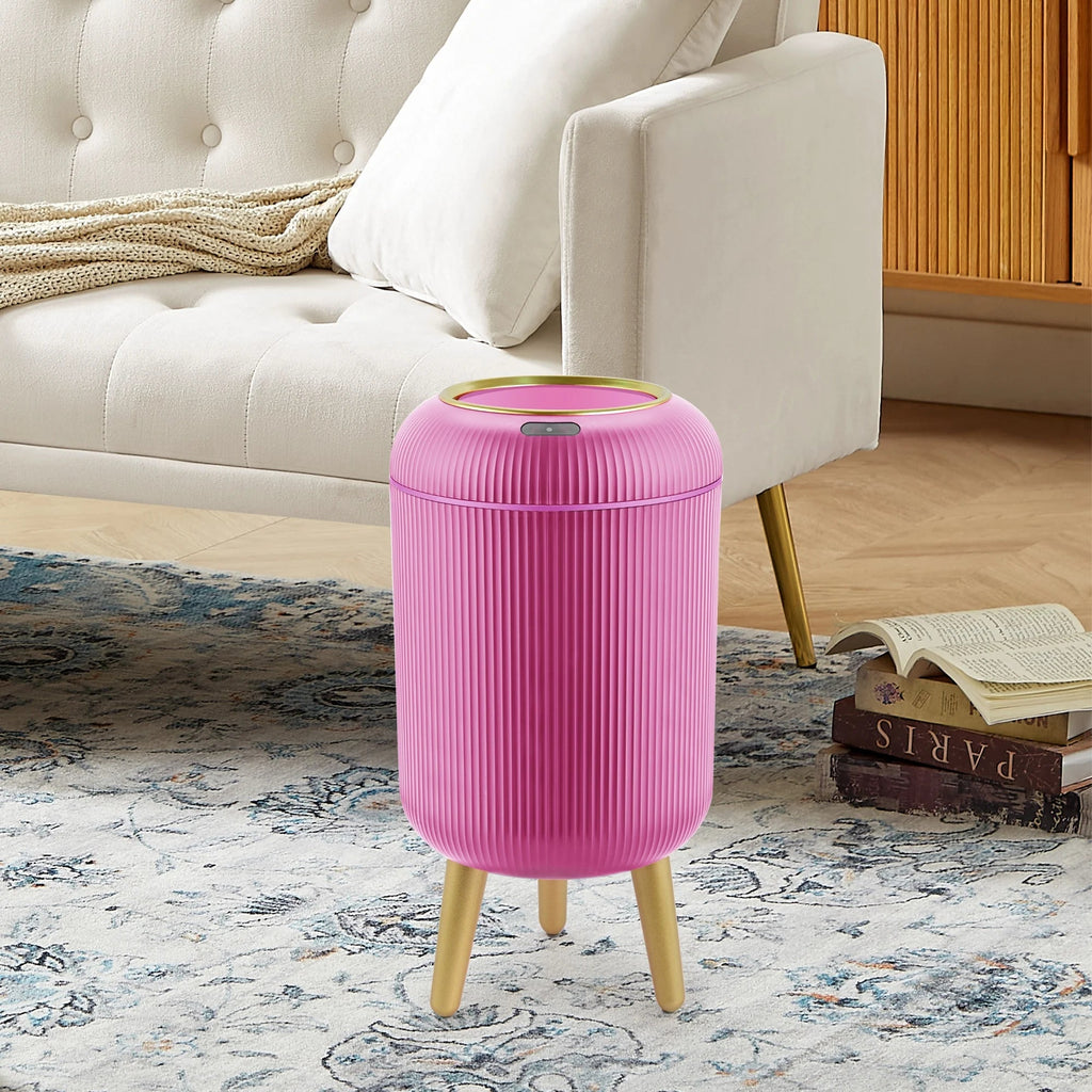 Small Automatic Sensor Garbage Can, Touchless, Waterproof, Pink, for Kitchen or Bathroom