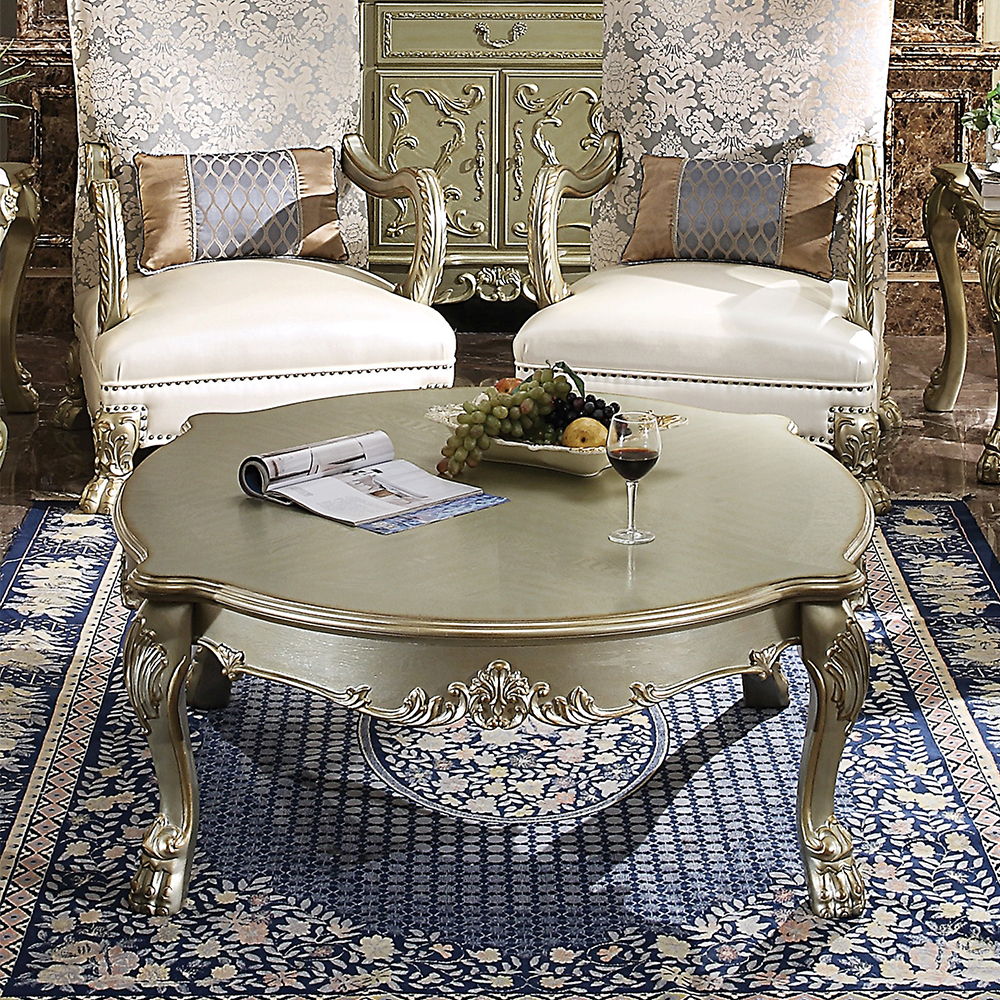 Dresden II - Coffee Table - Gold Patina & Bone