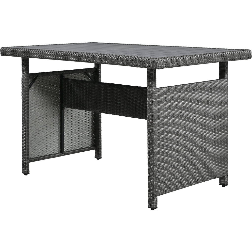 Outdoor Sectional Set PE Wicker Steel Gray 5 Piece L-Shape Seats 7