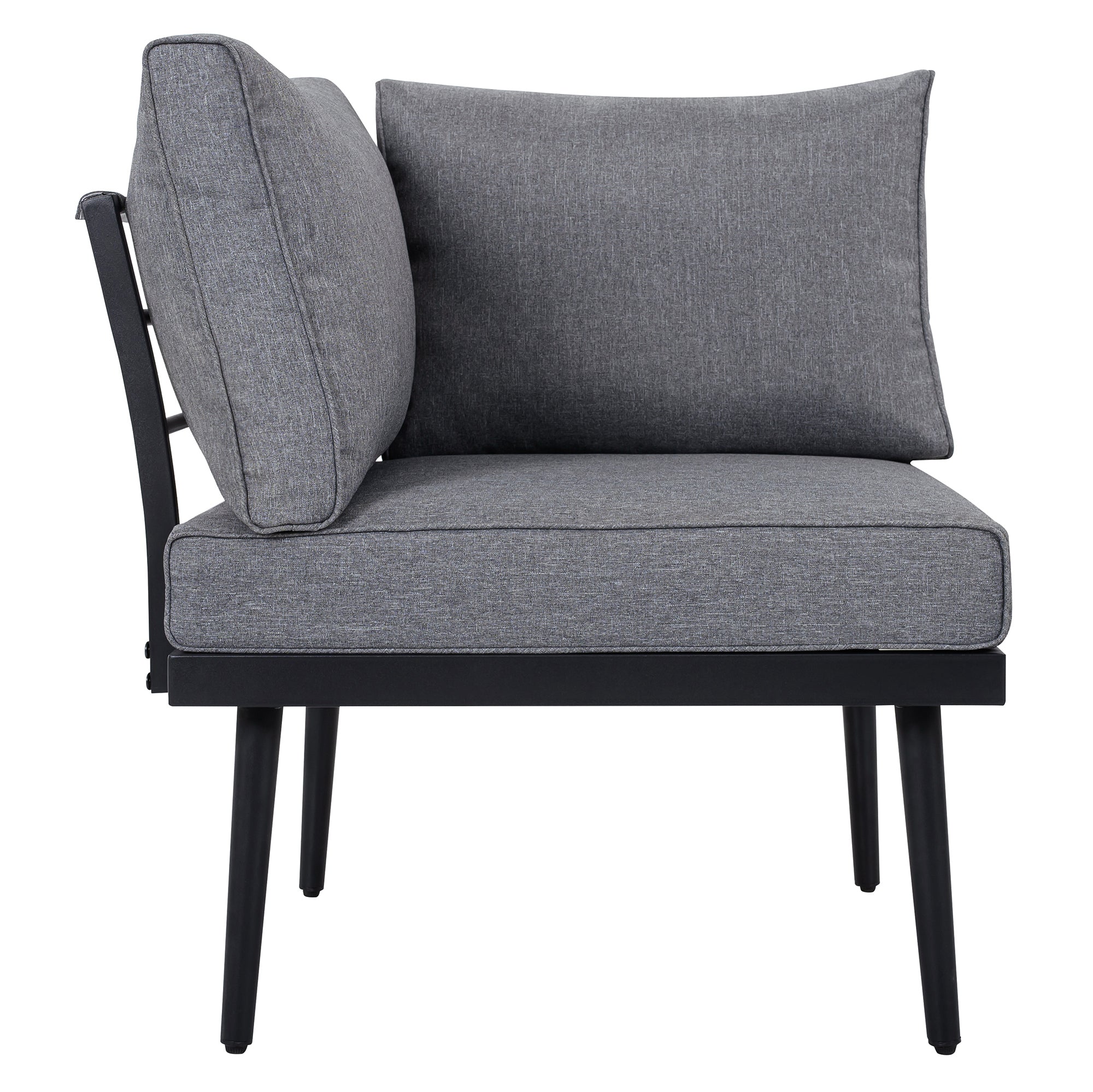 Outdoor Sectional Set Acacia Wood Steel Gray with Nesting Tables