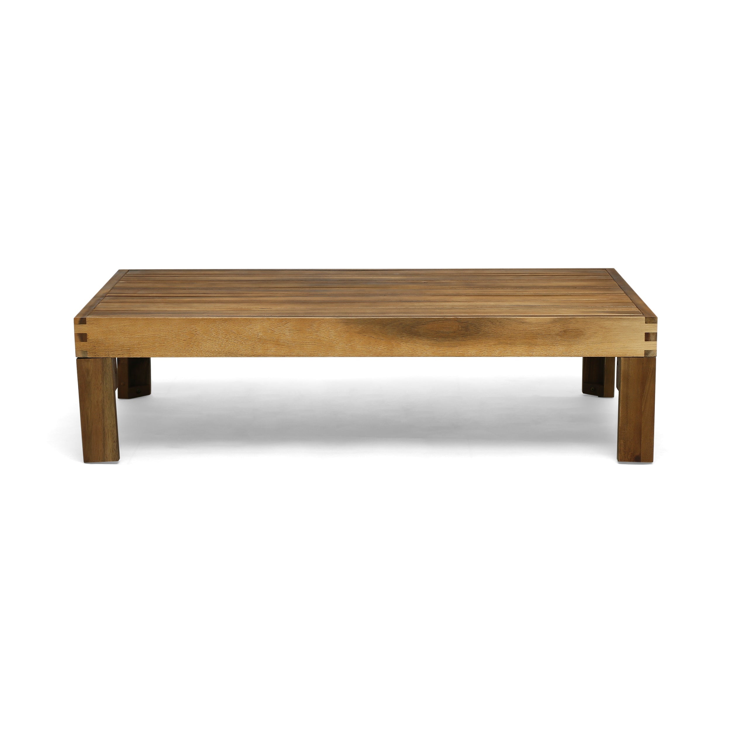 Outdoor Sectional Set Acacia Wood Beige 5 Piece L Shape Seats 4