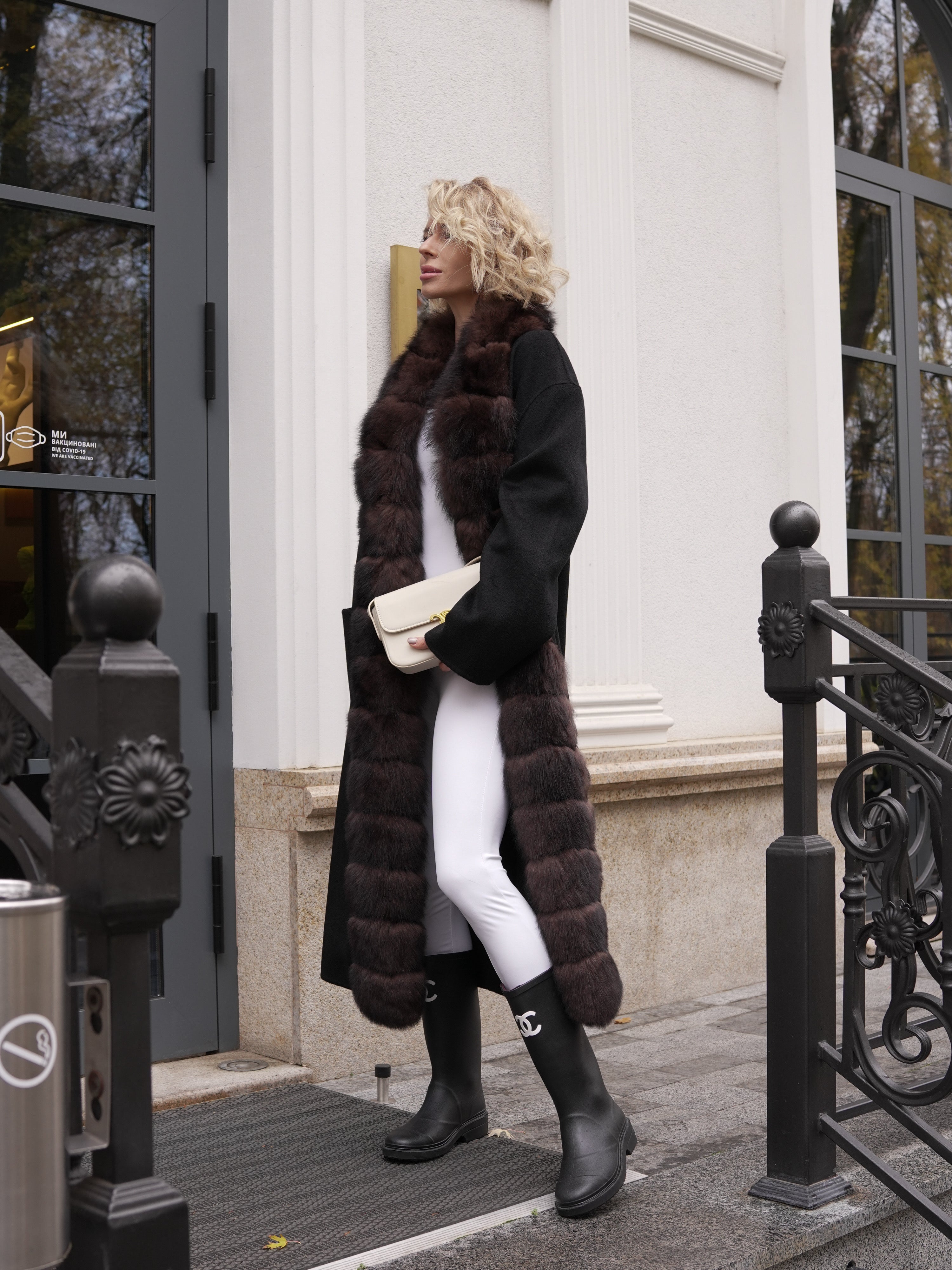 Brackley Genuine Polar Fox Fur Double Face Coat