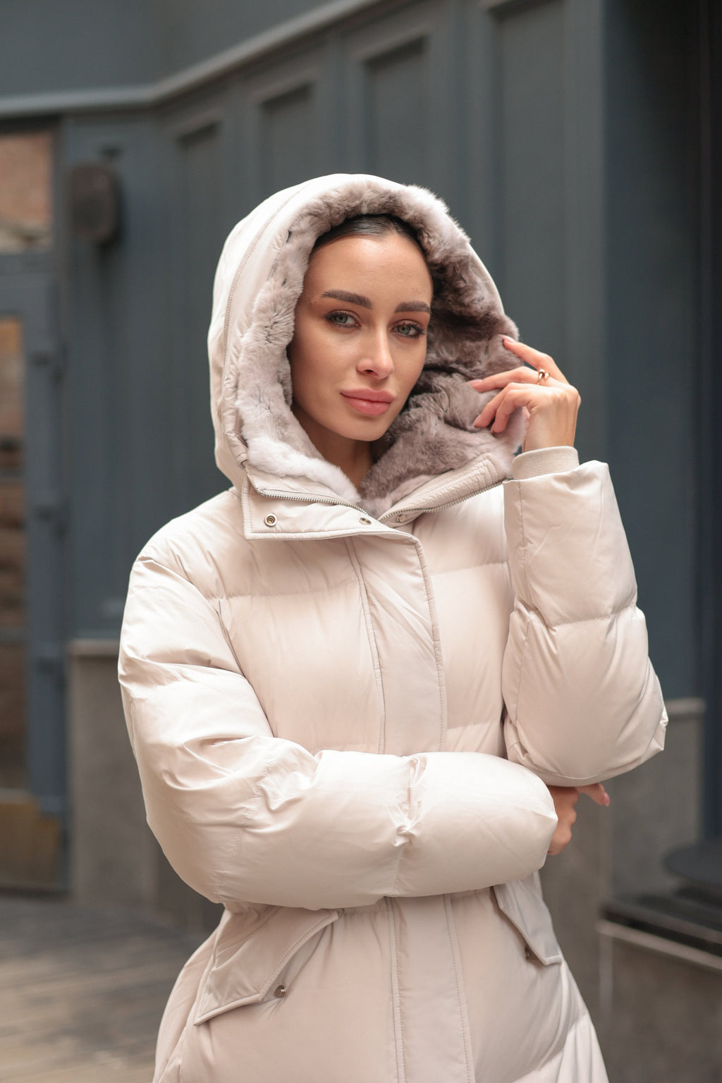 Arden Genuine Rex Rabbit Fur Down Insulated Coat