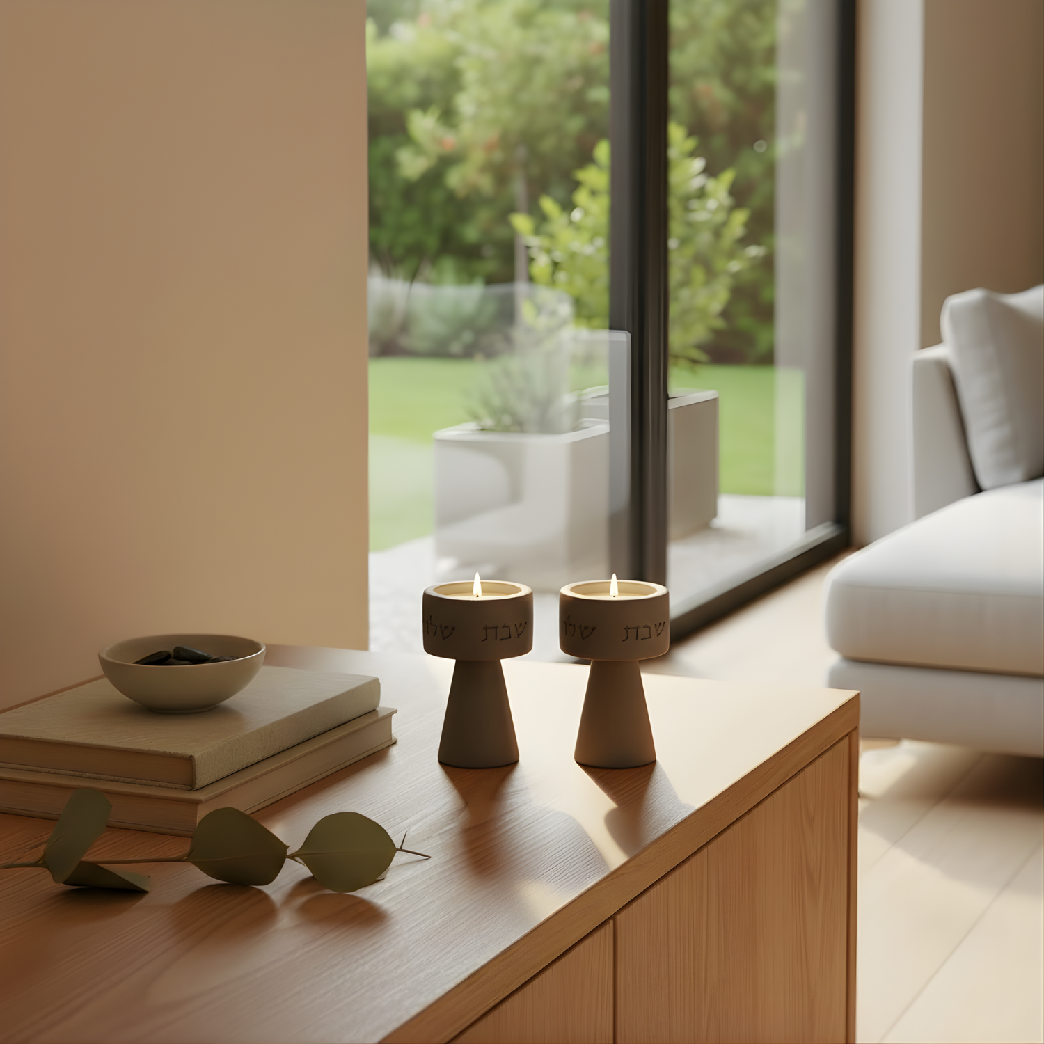 Concrete Shabbat Candle Holder Pair – Solura Series