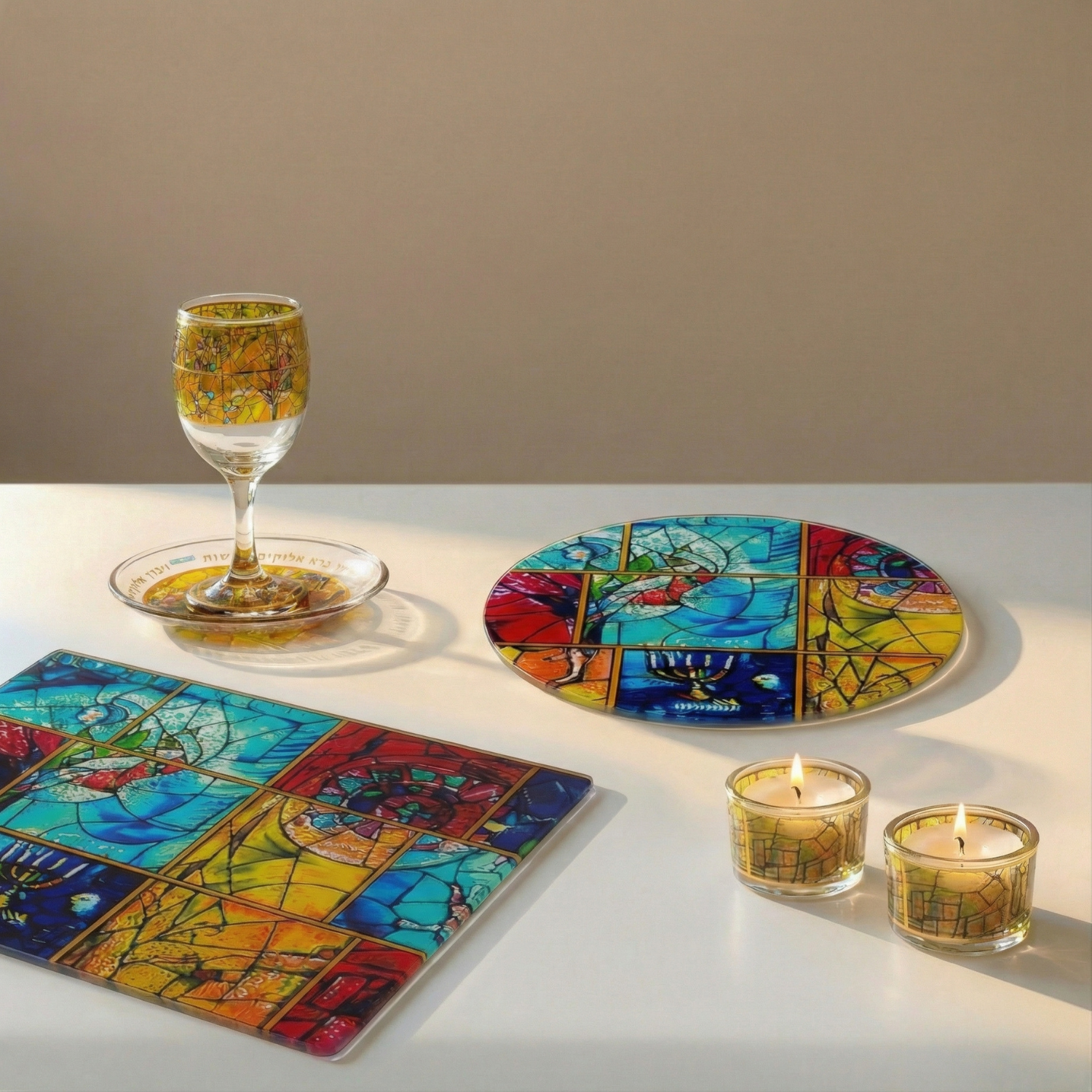 Handcrafted Modern Jewish Gift Set – Chagall Yellow Series