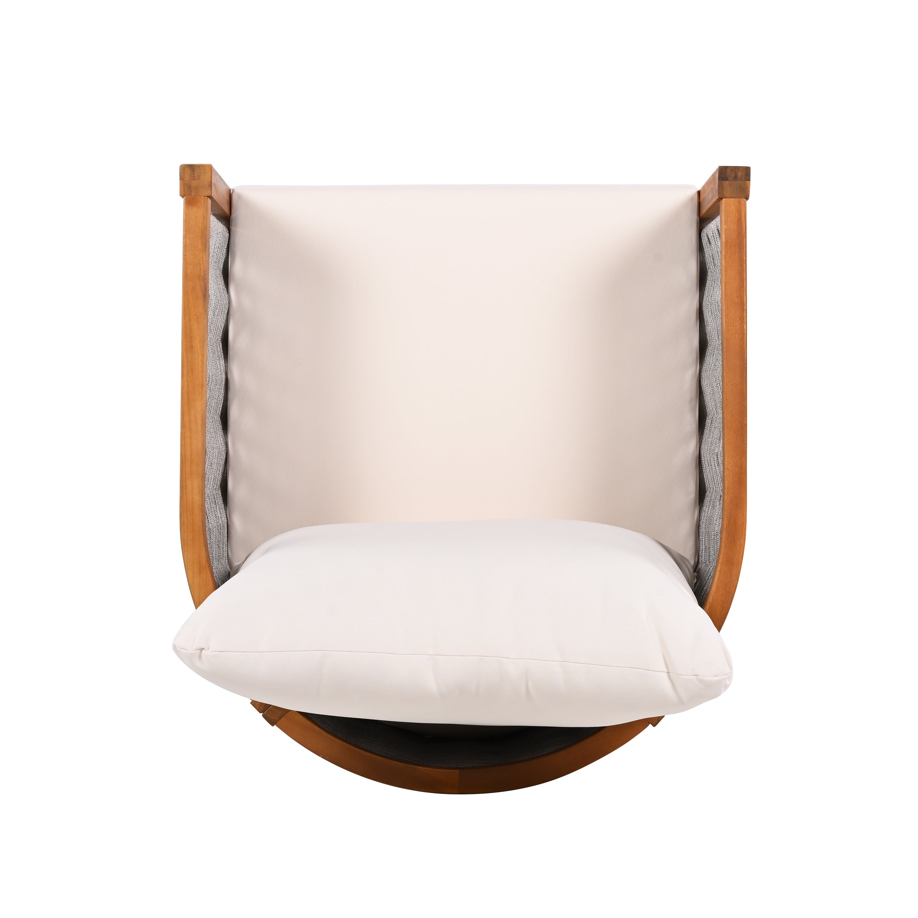 Outdoor Tub Chair Acacia Wood Rope Teak Beige Cushion Deep Seat 27in