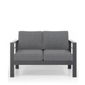 Outdoor Loveseat Aluminum Gray Dark Gray Olefin Cushions 50in