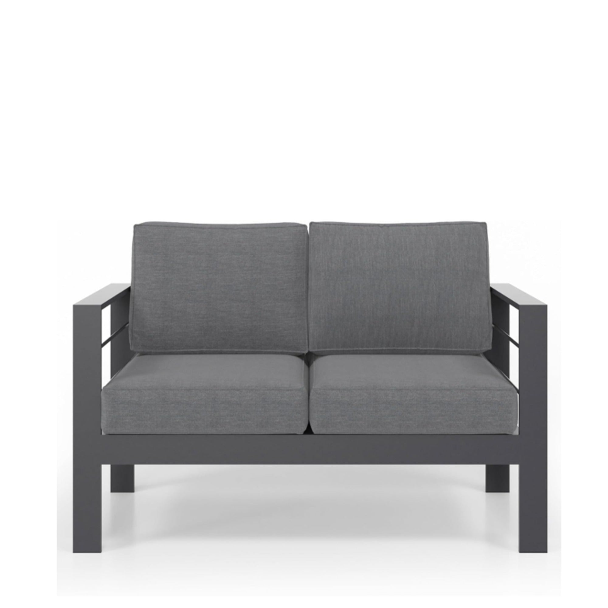 Outdoor Loveseat Aluminum Gray Dark Gray Olefin Cushions 50in