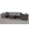 7pc Outdoor Wicker Sectional Set Brown Gray