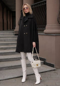 Paris Cashmere Bland Cape Coat in Black