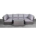 Outdoor Sectional Set HDPE Wicker Aluminum Gray Reversible 4 Person