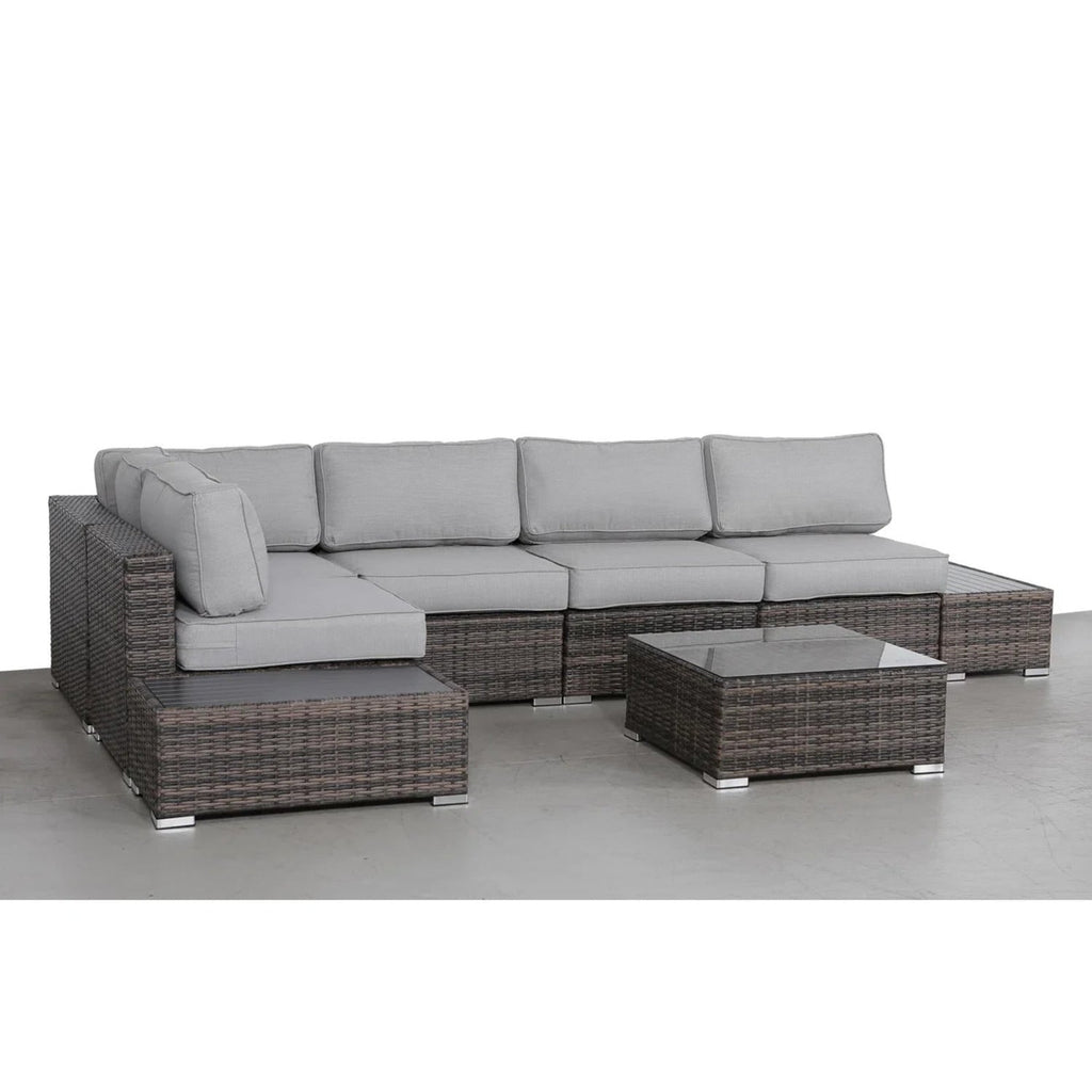 Outdoor Sectional Set HDPE Wicker Espresso 8 Piece Seats 4