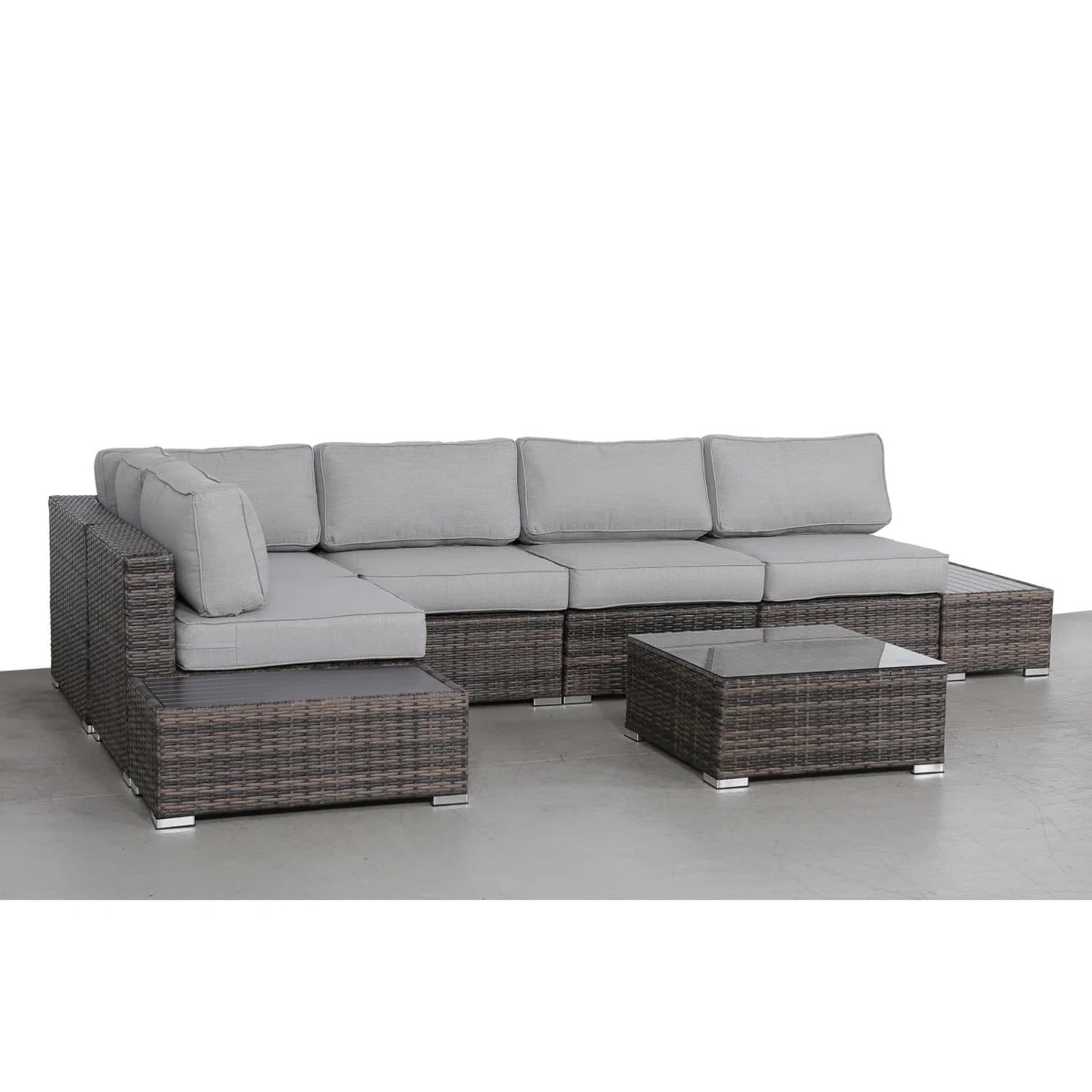 Outdoor Sectional Set HDPE Wicker Espresso 8 Piece Seats 4