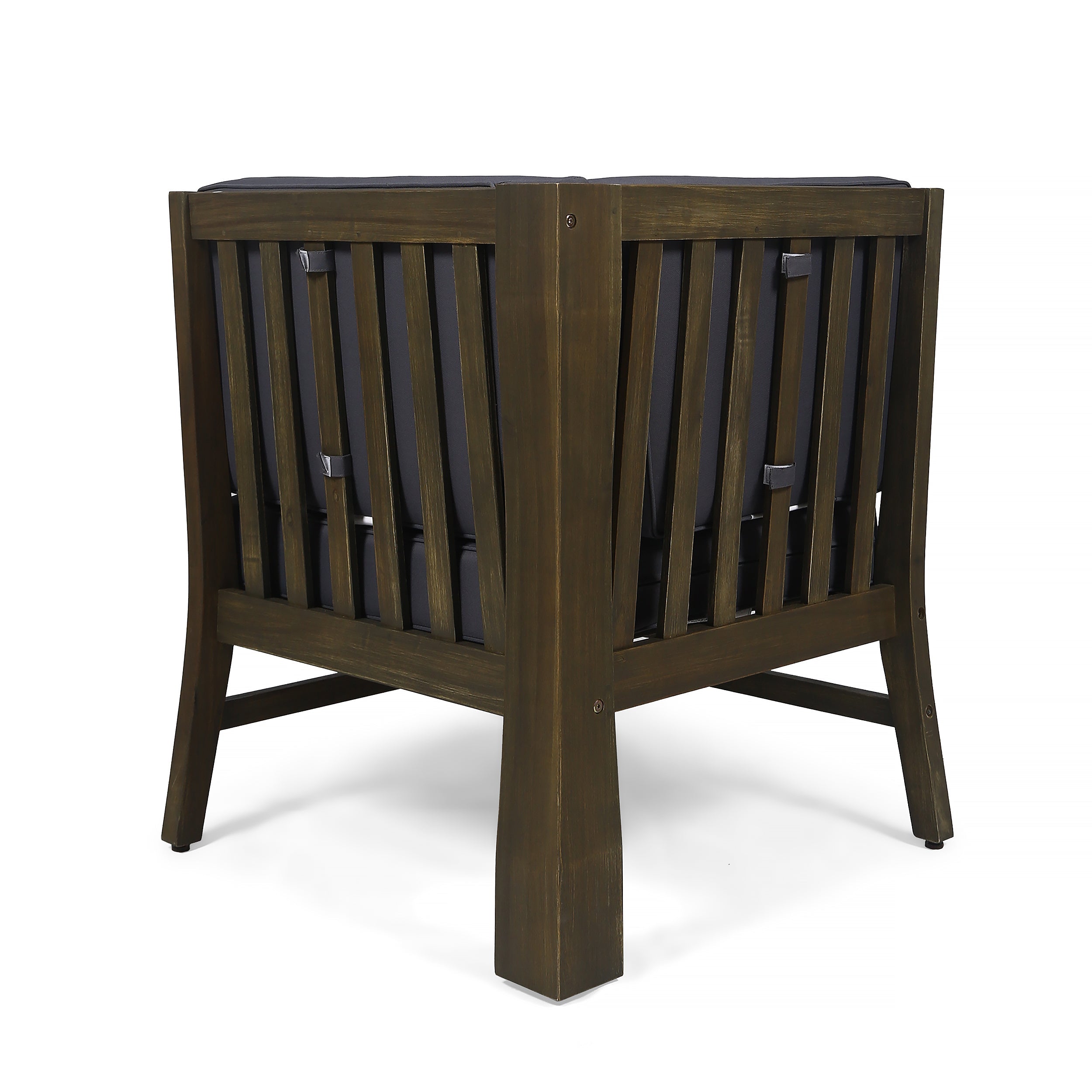 Outdoor Sectional Set Acacia Wood Dark Gray Cushion 6 Piece Seats 5