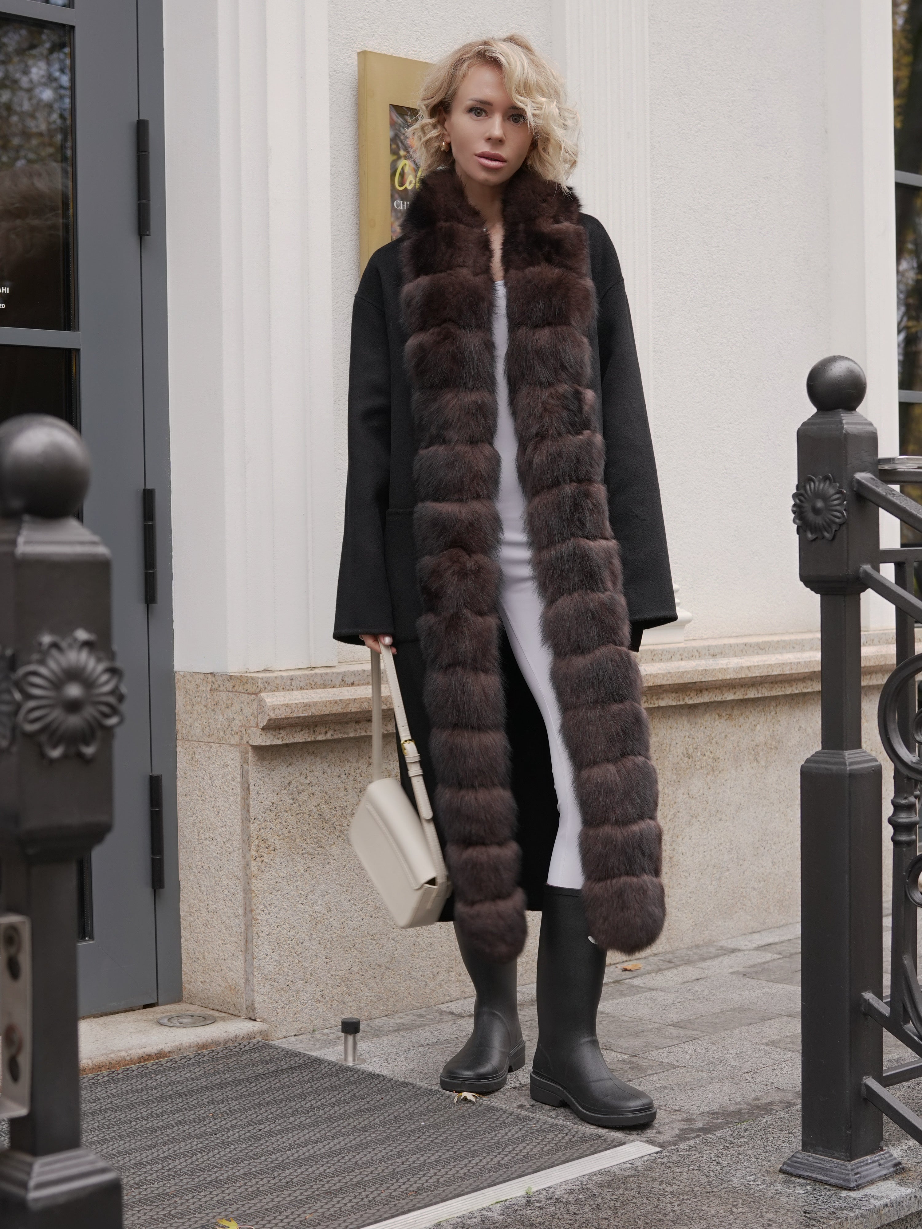 Brackley Genuine Polar Fox Fur Double Face Coat