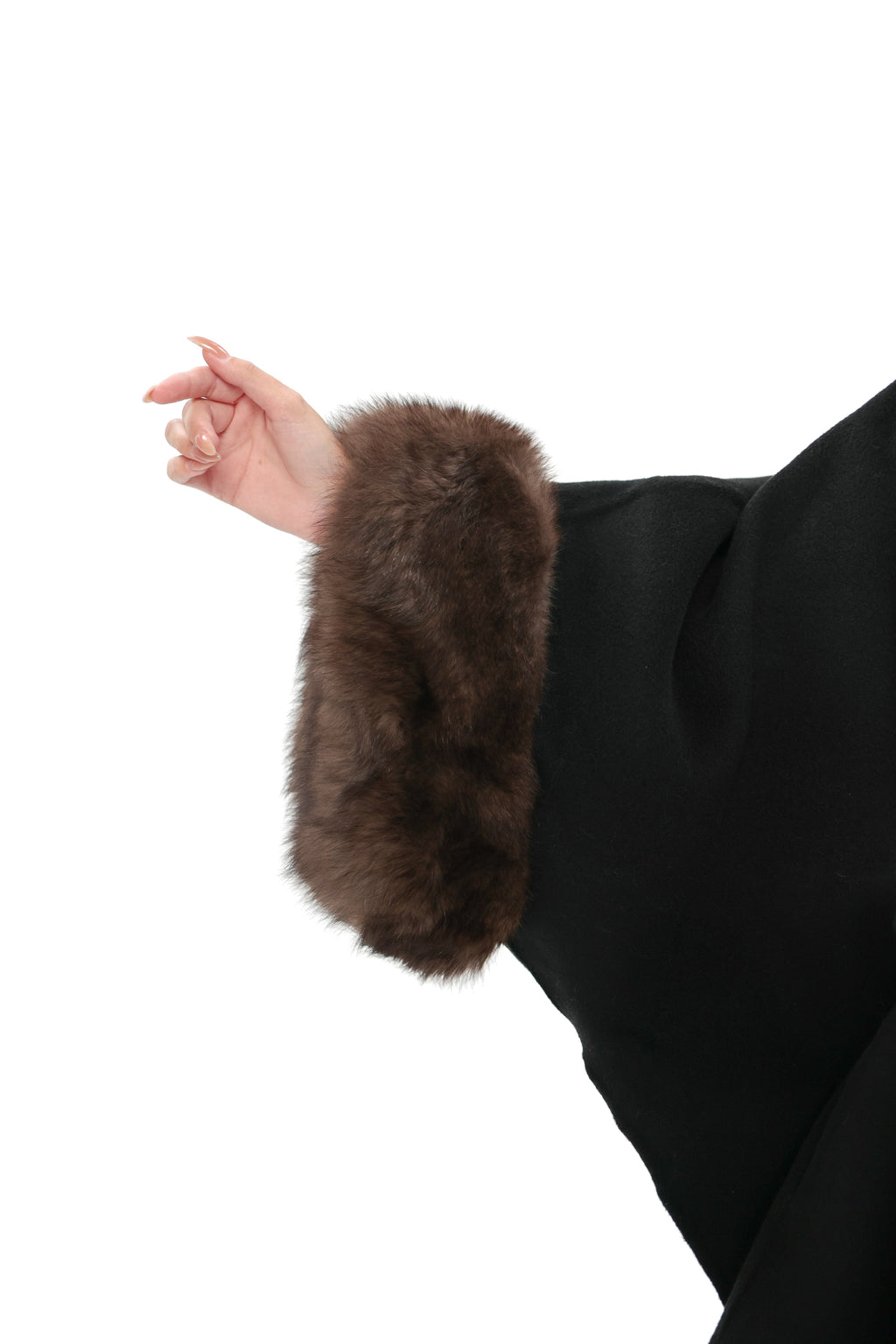 Genuine Polar Fox Fur Double Face Wool Poncho