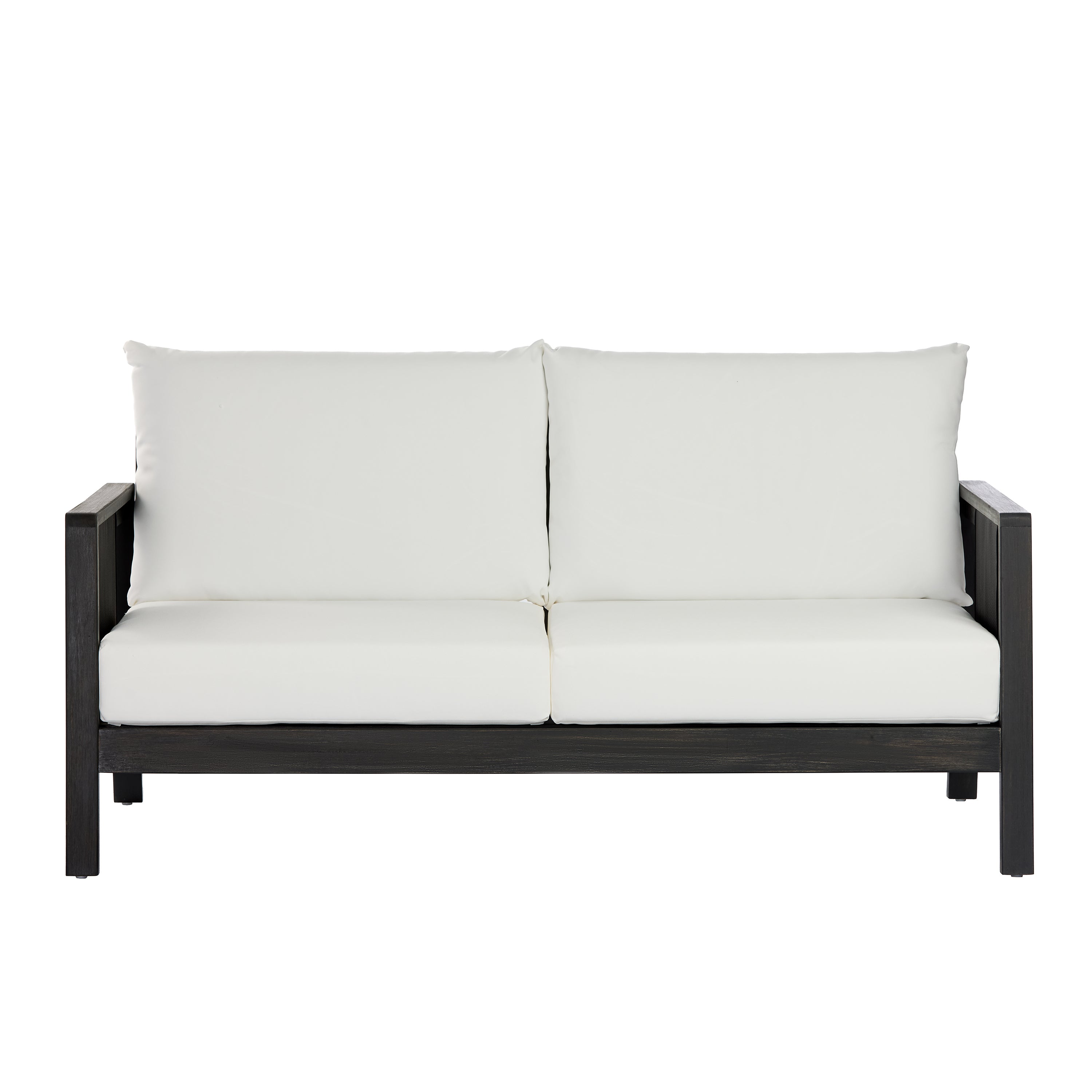 Outdoor Sofa Set Acacia Wood Textilene 4 Piece Gray White Seats 4