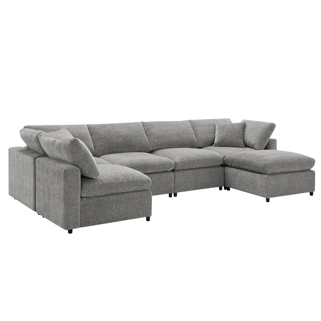 6-Seat U-Shape Modular Sofa with Ottoman, 130