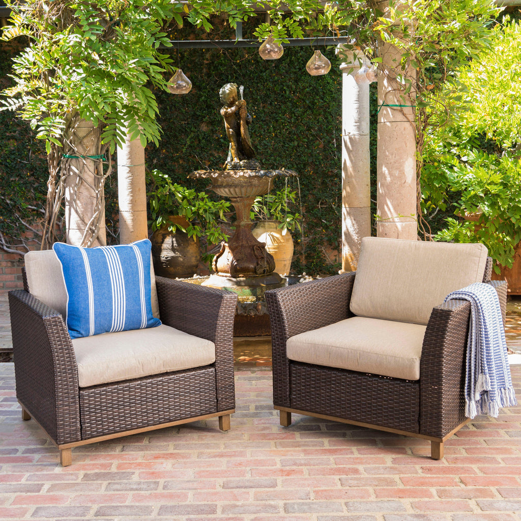 Club Chair PE Rattan Iron Brown Modern Outdoor