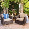 Club Chair PE Rattan Iron Brown Modern Outdoor