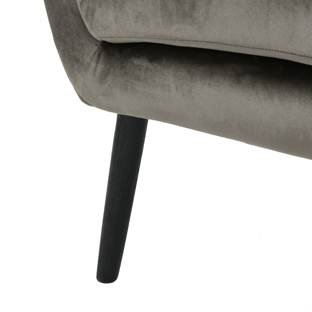 Accent Chair Mid-Century Wingback Velvet Tufted Gray Oak Frame 29x34x40 In