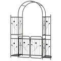 87 inch Tall Garden Arch with Gate Planter Shelves Climbing Trellises