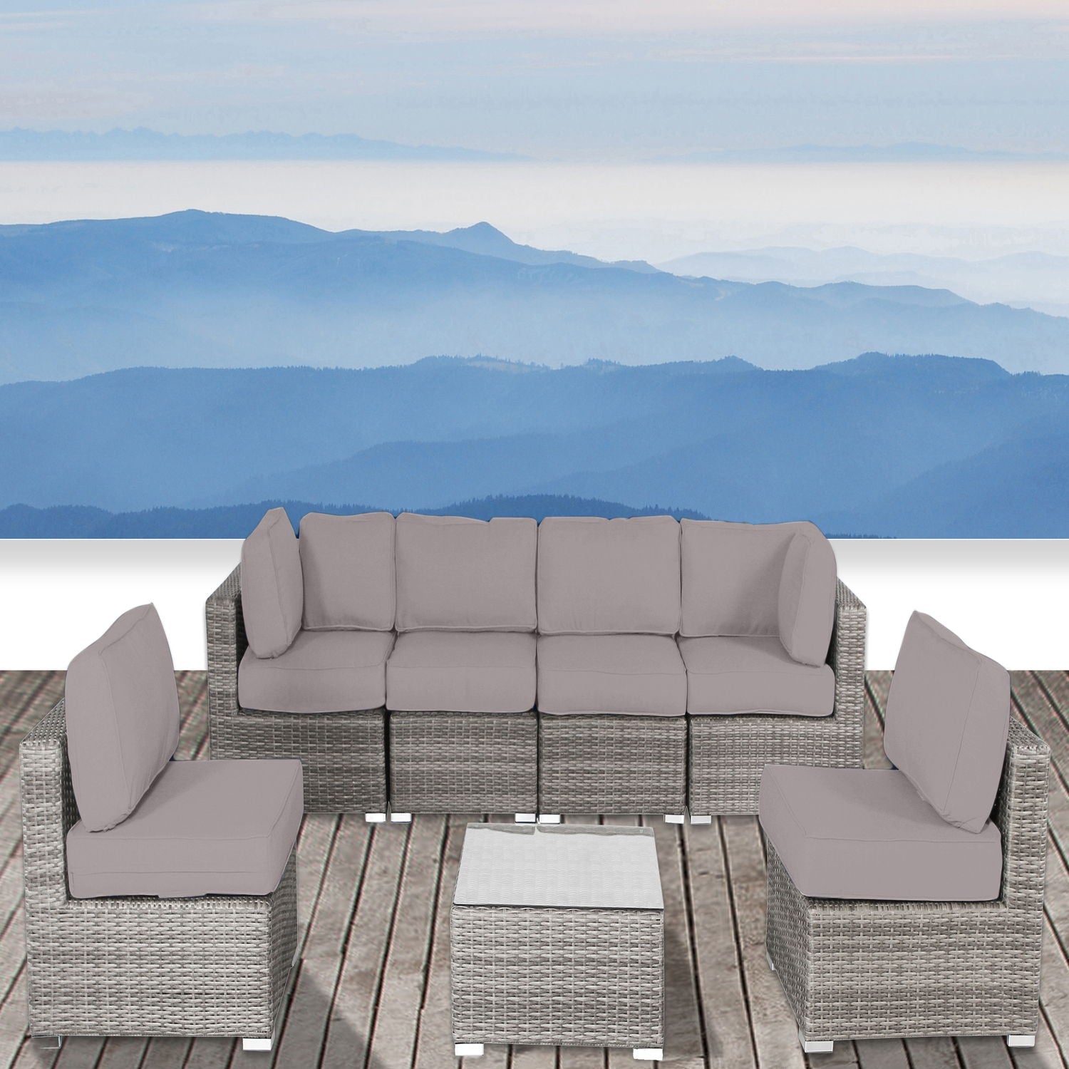 Seating Set With Cushions Handcrafted Wicker Design